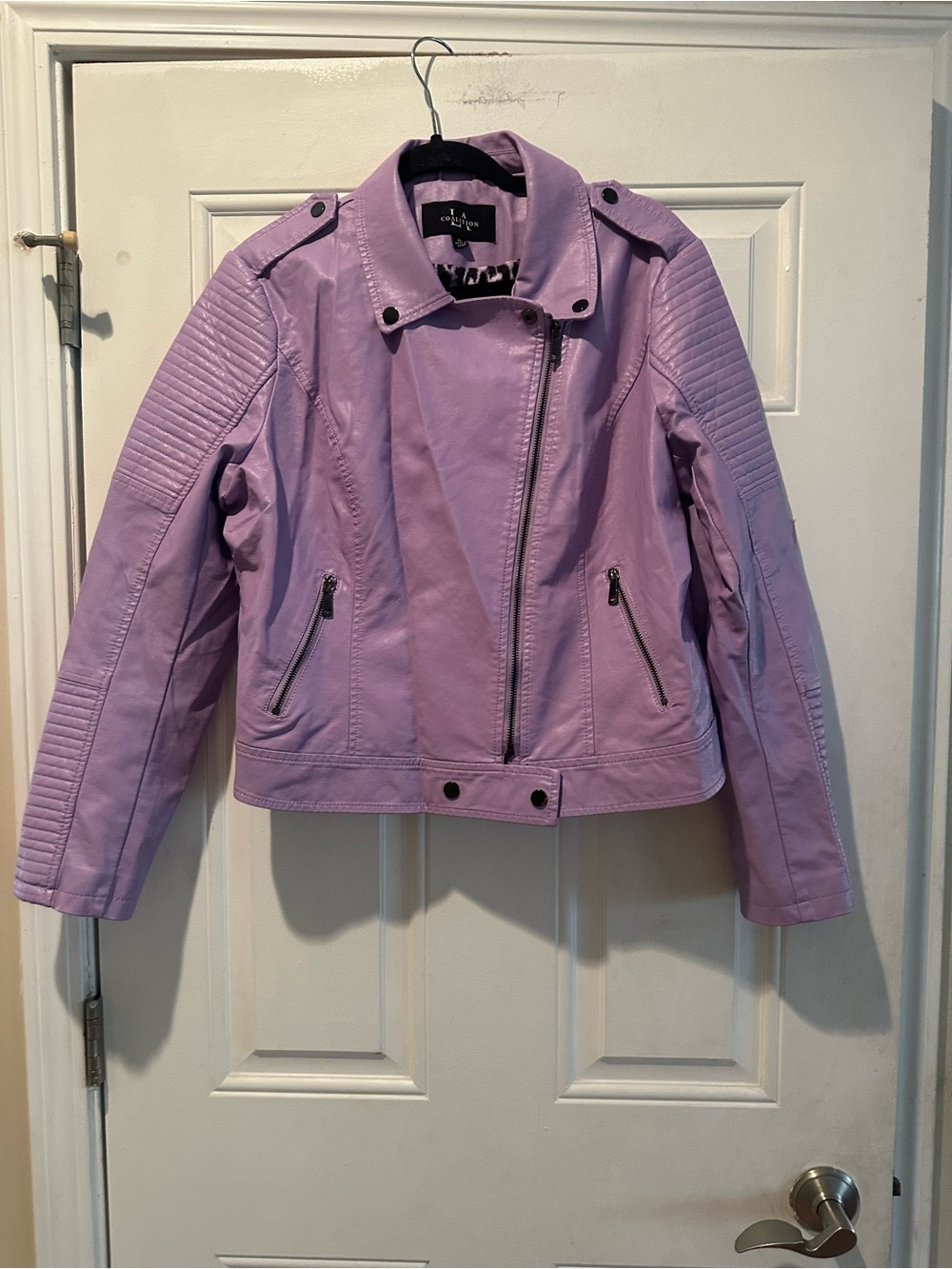 LA Coalition Lavender Faux Leather Moto Jacket-Cute!